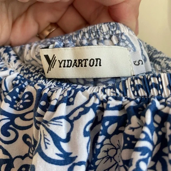 Boho style Strapless Blue and White Dress 💙🤍🩵 - Picture 3 of 4